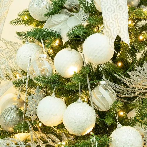 Miniatura 6 de Juego de 8 bolas de Navidad de 3.94 pulgadas, bolas de espuma de lentejuelas con purpurina, irrompibles, decoraciones de árbol de Navidad, juego