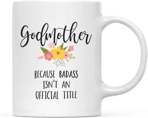 Miniatura 25 de Andaz Press Taza de café de 11 onzas, regalo de broma, tía porque Badass no es un título oficial, gráfico floral, 1 paquete
