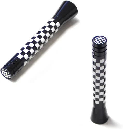 Miniatura 5 de iJDMTOY Antena corta a cuadros de 3 pulgadas con tema de tablero de ajedrez blanco/negro compatible con Mini Cooper (todos los modelos) y más otros