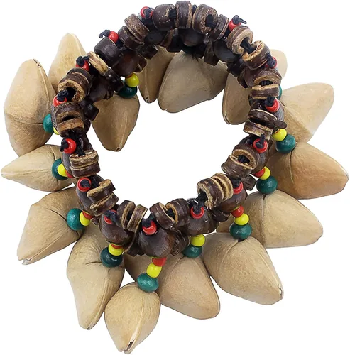 Miniatura 3 de Pulsera tobillera con sonajero de semillas de Cacho, 2 PCS pulsera africana shaker de cáscara de nuez, accesorios de percusión natural, instrumento