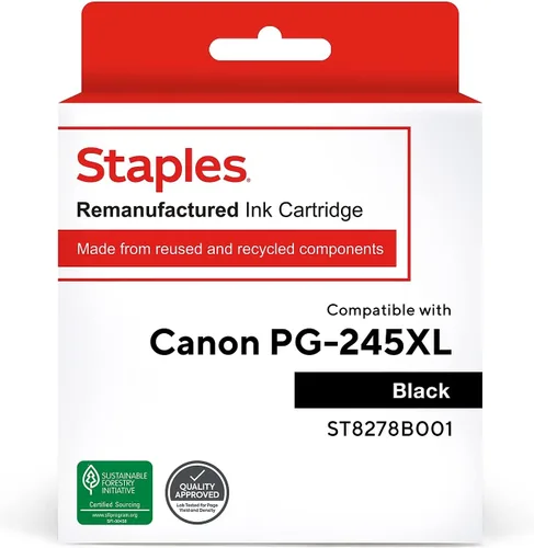 STAPLES Cartucho de tinta remanufacturado PG-245 negro de alto rendimiento para Canon PG-245 XL