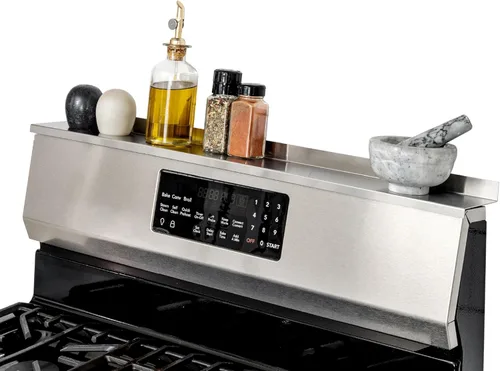 StoveShelf Estante magnético de 24 pulgadas de longitud de apartamento con acabado de acero inoxidable para estufa de cocina, solución de