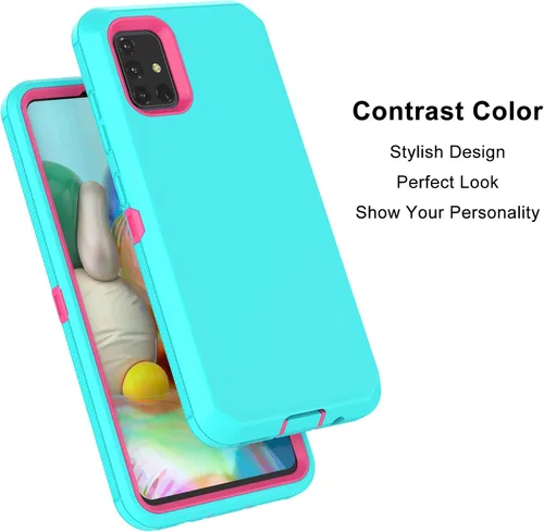 Miniatura 7 de Funda para Galaxy A51 4G (no compatible con la versión A51 5G), a prueba de golpes, resistente, resistente, de goma de plástico duro, 2 capas, funda