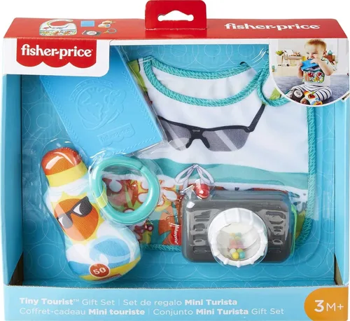 Miniatura 6 de Fisher-Price Juego de regalo para bebé con 4 juguetes con temática de viaje para jugar fuera de casa, Fisher-Price Tiny Tourist