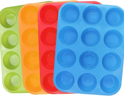 Miniatura 2 de Qtopun Mini molde de silicona para magdalenas, 4 unidades de 24 tazas de molde de silicona para hornear, moldes de silicona para magdalenas