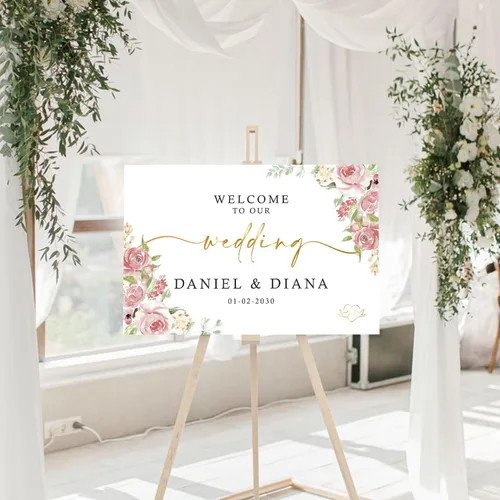 Miniatura 19 de Letrero personalizado de bienvenida de eucalipto a nuestra boda, letreros de bienvenida de boda con soporte, letrero de boda al aire libre, soportes