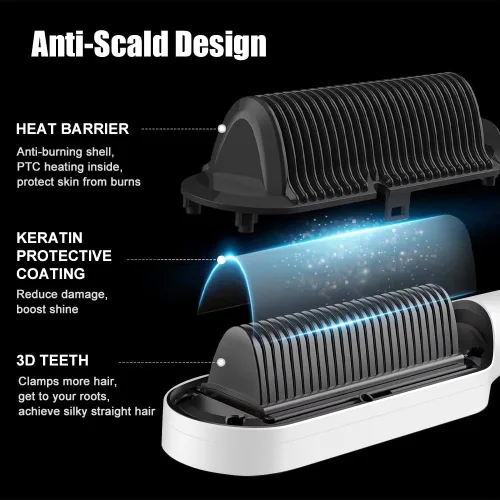 Miniatura 6 de Swagon Cepillo alisador de cabello aniónico, peine alisador de cabello de iones negativos, peine de anillo de cepillo caliente con pantalla LED