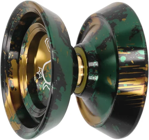 YoYo - Bola de aleación de aluminio que no responde con guante, 3 cuerdas para adultos y niños (negro dorado) Yoyo Yo