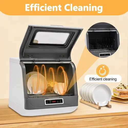 Miniatura 6 de Lavavajillas para encimera, 110 V, 800 W, portátil, pequeño, totalmente automático, mini lavavajillas con 3 modos con cesta de cuenco y tubo de agua
