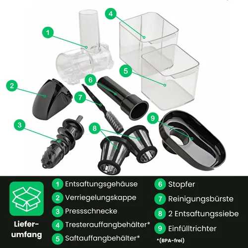Miniatura 5 de Omega Exprimidor H3000R Extractor de masticación lenta, 150 vatios, color negro