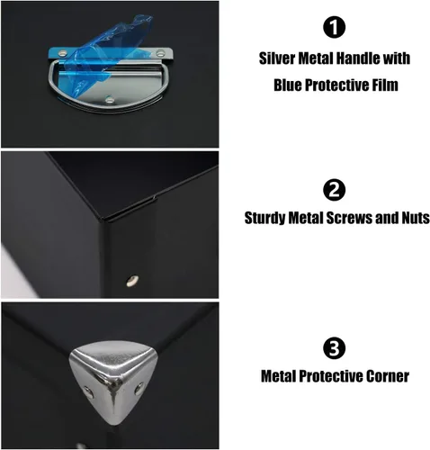 Miniatura 3 de GUOZI Caja de almacenamiento plegable, caja de memoria decorativa con tapa y esquinas reforzadas de metal, caja de regalo organizadora para 2