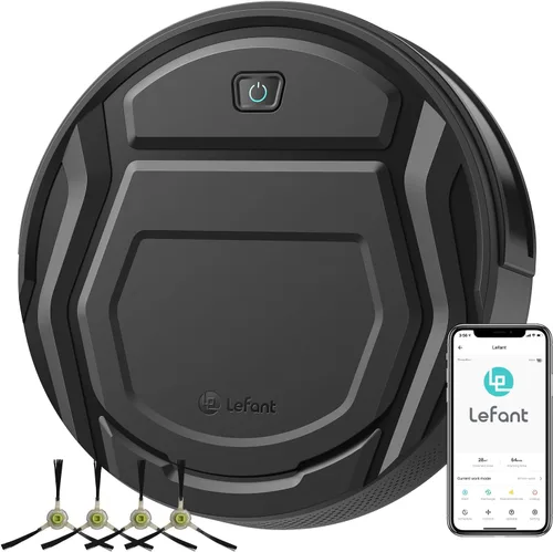 Lefant Robot aspirador M210, tiempo de funcionamiento de 120 minutos, diseño compacto, potente succión, bajo ruido, Wi-Fi/aplicación/control de voz,
