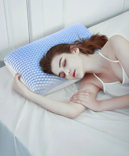 Miniatura 5 de Almohada Berklan Harmony para dormir con rejilla elástica hexagonal y núcleo de látex natural, funda transpirable de almohada de gran