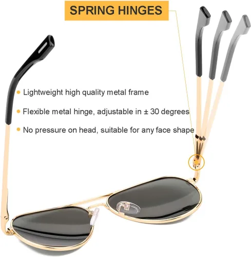 Miniatura 92 de Gleyemor Lentes de sol polarizados estilo aviador para niños y niñas, jóvenes, adolescentes, dos tamaños de 1.969 in y 2.047 in