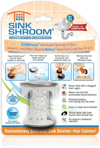 Miniatura 5 de TubShroom Colector de pelo para desagüe de bañera, cromado y fregadero, revolucionario protector de drenaje de lavabo de baño, colador, trampa