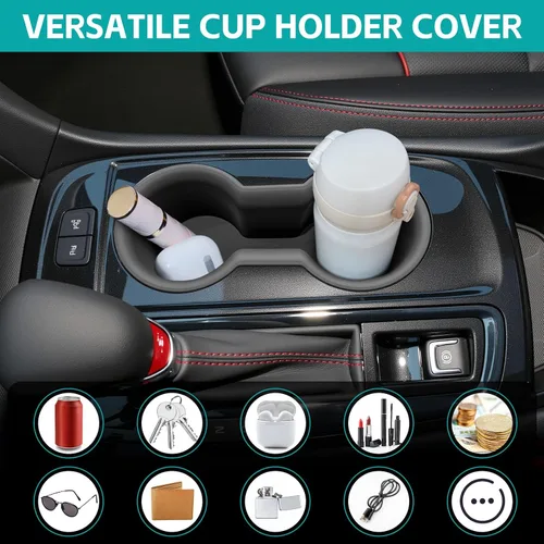 Miniatura 7 de Organizador de portavasos compatible con accesorios Chevy Equinox 2018-2024, sin ruido, a prueba de agua y polvo, TPE inserto para consola