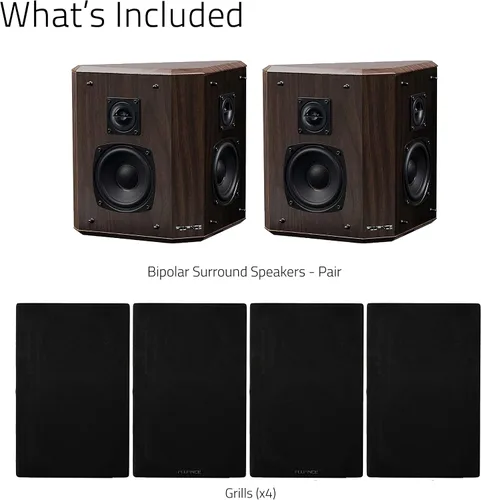 Miniatura 8 de Fluance Elite - Altavoces envolventes bipolares de alta definición de 2 vías para sonido envolvente de amplia dispersión en sistemas de cine