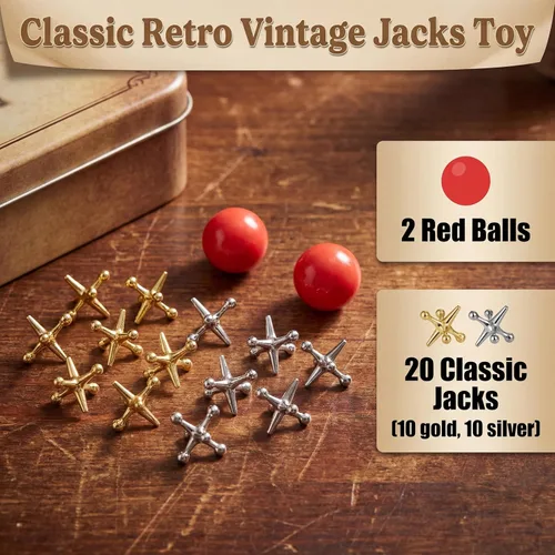 Miniatura 3 de Gejoy Juego de 2 gatos de metal con bola, 2 bolas de goma rojas y 20 piezas de juguetes clásicos retro vintage para niños y adultos para fiesta