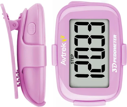 AVTREK Contador de pasos 3D con clip con retroiluminación LED, podómetro de bolsillo para caminar actividades al aire libre, rastreador de fitness