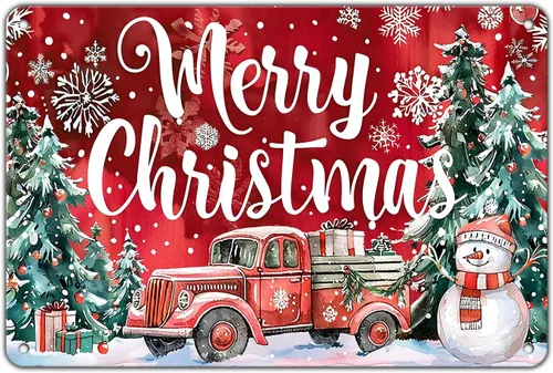 Miniatura 18 de Letreros de Navidad de Metal Vintage de Lata, May You Never to Too Grown Up to Search The Skies Christmas Eve 8x12 Pulgadas Arte Rústico de Pared