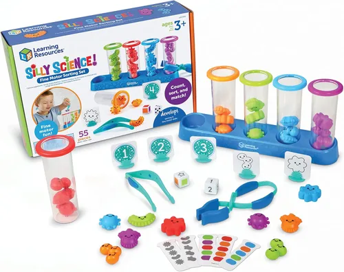 Learning Resources Silly Science - Juego de clasificación de motricidad fina – 55 piezas, juguete educativo a partir de 3 años, habilidades motoras