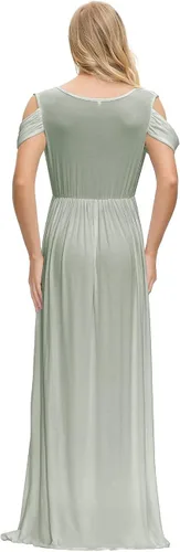 Miniatura 5 de VSNOW Vestido de maternidad para sesión de fotos hombros descubiertos manga caída vestido de accesorio de fotos vestido dividido maxi vestidos