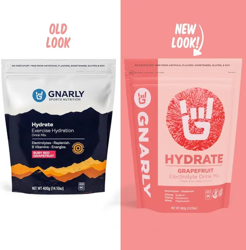 Miniatura 2 de Gnarly Nutrition Hydrate Electrolyte Powder - Mezcla de bebida hidratante para ejercicio de pomelo rojo rubí - Contenido NSF certificado - Solución