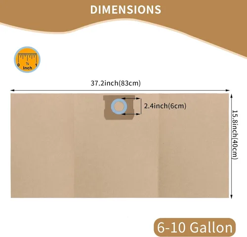 Miniatura 5 de Paquete de 15 bolsas de vacío para aspiradora de 6 a 10 galones Shop Vac DXVA19-4101, bolsas de filtro de repuesto LUNARUBBY para aspiradoras
