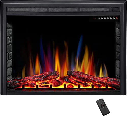 ELECTACTIC Inserto de chimenea eléctrica de 36 pulgadas, calentador de estufa eléctrica empotrado, pantalla táctil, control remoto, 750W-1500W con