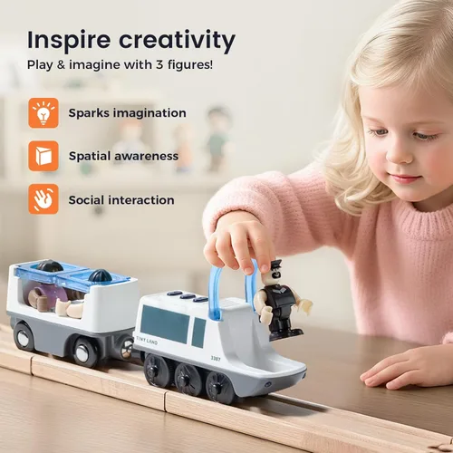 Miniatura 2 de Tiny Land Tren Locomotora de Acción a Batería - Potente Motor Juego de Tren Bala Compatible con Rieles de Principales Marcas - Juguetes de Rieles a