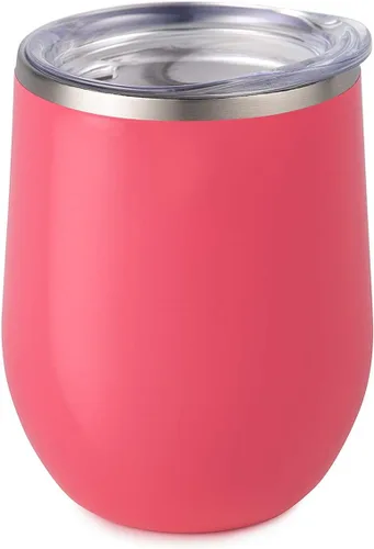Miniatura 34 de Maars Bev - Vaso de vino de acero inoxidable sin tallo con tapa, aislado al vacío de 12 onzas, a prueba de derrames, apto para viajes, vasos midnight