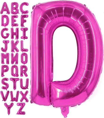 Lovoir Globos grandes de 40 pulgadas de color rosa intenso de la letra D de gran tamaño Jumbo, globos de helio de papel de aluminio Mylar para Letra