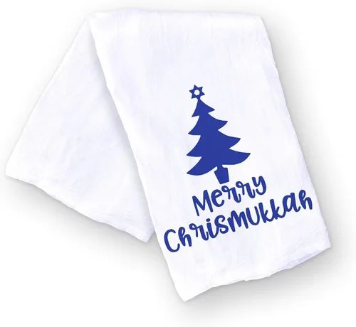 Miniatura 14 de Toalla de cocina divertida mezclada para las fiestas de Navidad y Hanukkah, toalla de cocina judía con árbol de Navidad y menorá, regalo