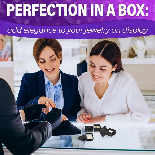 Miniatura 9 de Juego de 24 cajas de regalo para anillos negros, cajas de regalo de joyería de diseño elegante, caja pequeña para aretes para regalo con nudo