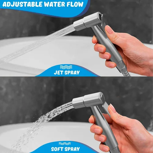 Miniatura 4 de Pulverizador de bidé de alta calidad – Pulverizador de chorro de mano para inodoro Presión de agua ajustable Pulverizador de acero inoxidable a