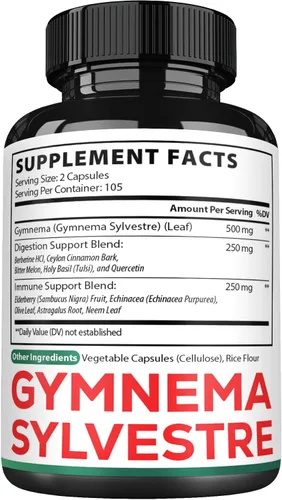Miniatura 8 de Satoomi 1000mg Gymnema Sylvestre Suplementos - 210 Cápsulas - Extracto de Gymnema 20:1 con berberina HCl, Quercetina y más - Apoyo para la salud