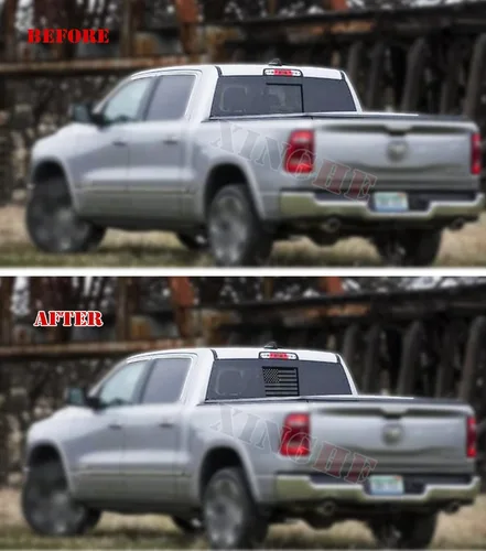 Miniatura 6 de Xinghe Para Chevy Silverado GMC Sierra Chevrolet Colorado 2019-2023, calcomanía de bandera estadounidense para ventana trasera de camión, vinilo