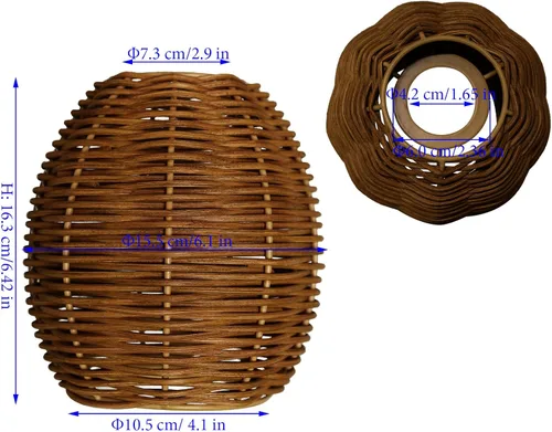 Miniatura 5 de Pantallas de ratán,Cubierta de lámpara colgante de mimbre tejido,Pantalla de ratán Boho para reemplazo de pantalla de lámpara de aplique de pared
