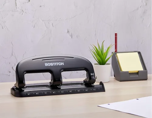 Miniatura 7 de Bostitch Office EZ Squeeze - Perforadora estándar de 20 hojas, 3 agujeros, construcción metálica, plateado/negro (HP20)