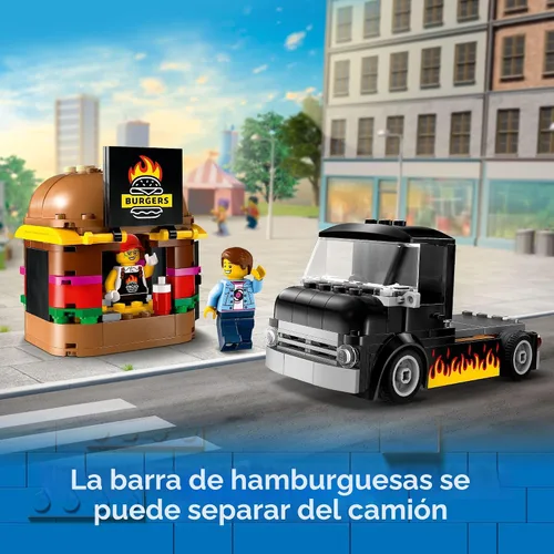 Miniatura 3 de LEGO City Camión de Hamburguesas - Juego de Construcción de Juguetes, Regalo Divertido para Niños de 5 años en Adelante, Camioneta de Hamburguesas
