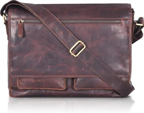 Miniatura 11 de VALENCHI Bolsa tipo mensajero de cuero de grano completo para laptop de 15.3 pulgadas para hombres y mujeres, compartimento acolchado para laptop