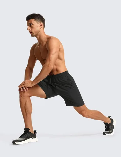 Miniatura 5 de CRZ YOGA Pantalones cortos de entrenamiento sin forro para hombre, 7 pulgadas, secado rápido, para correr, deportes, gimnasio, con bolsillos