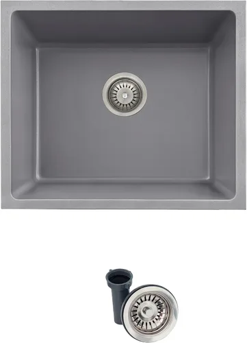 Stylish S-822L - Fregadero de cocina de granito compuesto de 22 x 17.5 pulgadas, cuenco individual debajo del montaje y caída, 8.25 pulgadas de