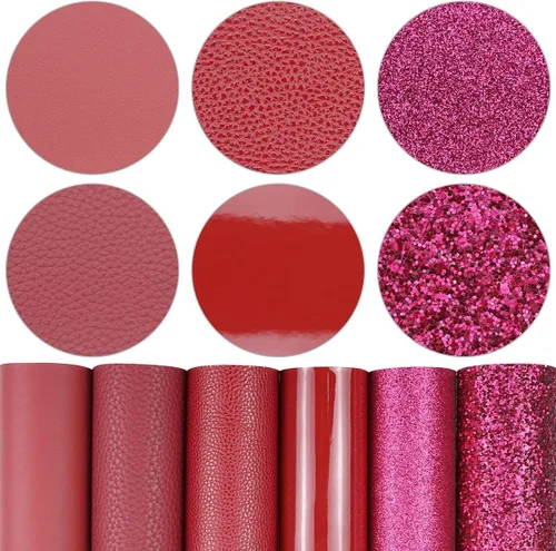 Miniatura 26 de Litchi Paquete de 6 hojas de cuero sintético de 8 x 12 pulgadas para aretes de lazo, tela de vinilo fácil de cortar para Cricut, cuero sintético