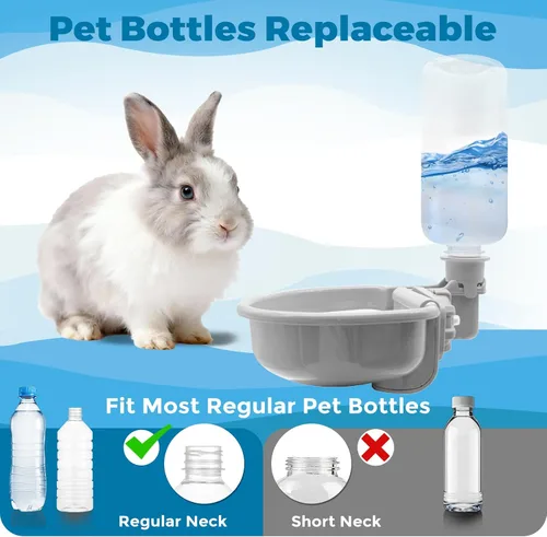 Miniatura 2 de Vannon Botella de agua para mascotas de 16oz, dispensador de tazón de agua por gravedad para jaula, dispensador de agua anti-desbordamiento