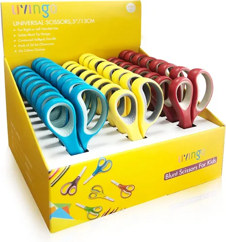 Miniatura 10 de LIVINGO Tijeras para niños zurdos y diestros de 5 pulgadas, tijeras de hoja de acero inoxidable afiladas de seguridad para niños, escuela, maestros