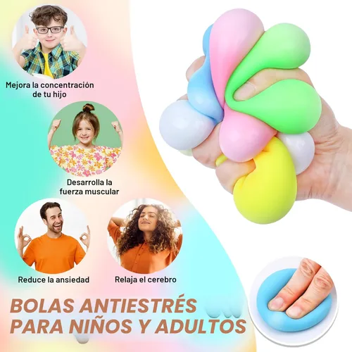 Miniatura 5 de Paquete de 8 pelotas antiestrés de aumento lento, bolas antiestrés para niños y adultos, juguetes elásticos para aliviar la ansiedad, terapia