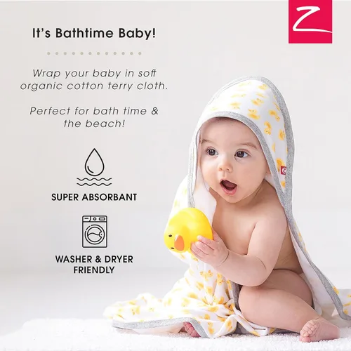 Miniatura 5 de Zutano Toallas de bebé con capucha, toalla de baño de algodón orgánico, toalla de bebé ultra suave y absorbente para recién nacidos y bebés, juego