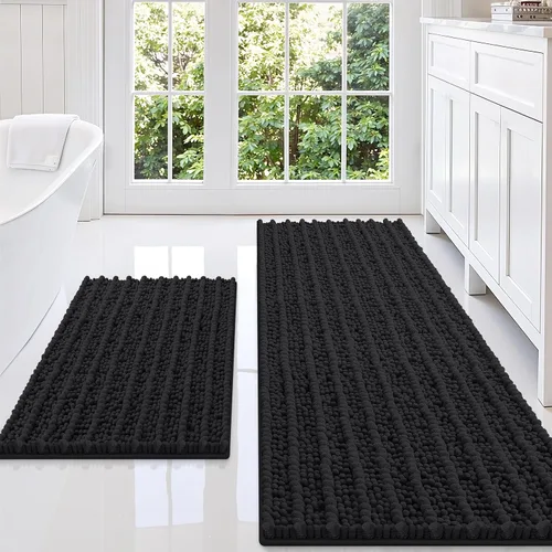 Miniatura 32 de Smiry Juego de 2 alfombras de baño, suaves y absorbentes, parte trasera de goma antideslizante, lavables a máquina, juego de alfombras de baño