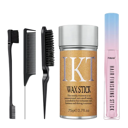 Miniatura 14 de FUNAN Juego de 9 palos de acabado de cabello con barra de acabado de cabello, barra de cera para el cabello, herramientas para la cola del cabello
